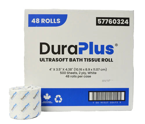 Duraplus® Bathroom Tissue, 2-Ply, White, 500 sheets, (case of 48)