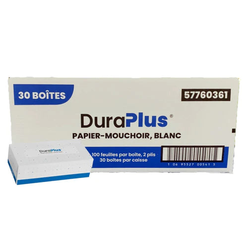 DuraPlus® Facial Tissue, 2-Ply, White. 8.4x7.4