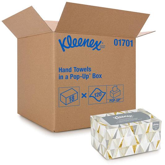 Kimberly-Clark Professional Kleenex Hand Towels with Premium Absorbency Pockets, Hygienic Countertop Pop-Up Box, White