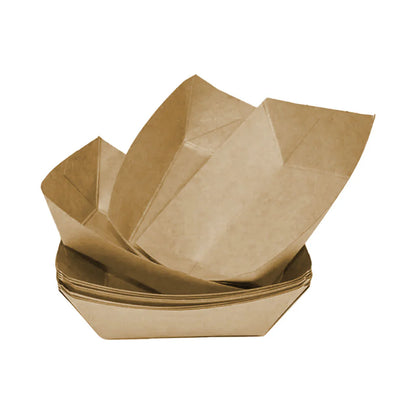 Kraft Boat Trays with PE Lining -  Brown Kraft Paper (2 sizes available)