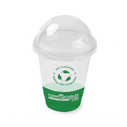 Clear PLA Dome Lids with Hole for Clear PLA Cold Cups - Dome 12 Oz to 20 Oz / Clear (1000 ct)