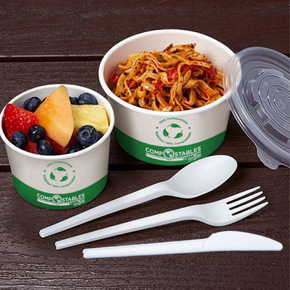 PLA Lined Paper Food Containers - White