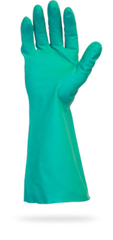 Green Flock Lined Nitrile Gloves, 15MIL