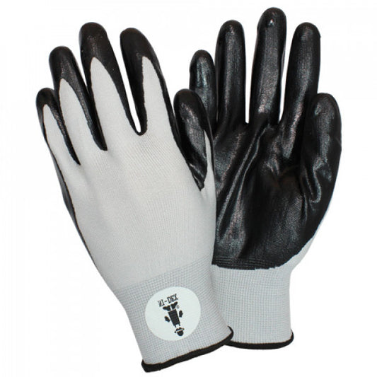 NIDEX Black Foam Nitrile Coated, Black Polyester Knit Gloves
