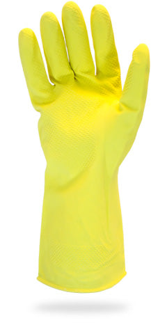 Yellow Flock Lined Latex Gloves, 16MIL