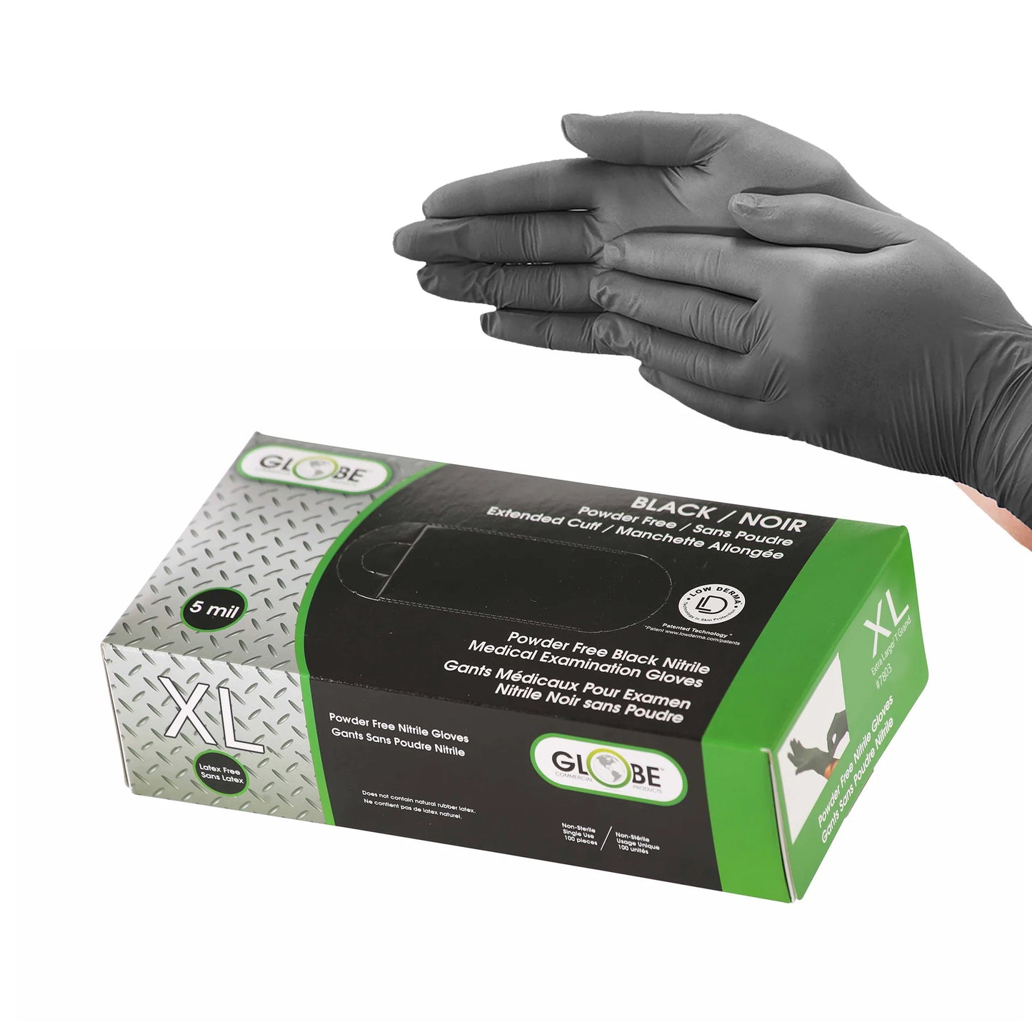 Black 5 Mil Nitrile Gloves Powder-Free box of 100