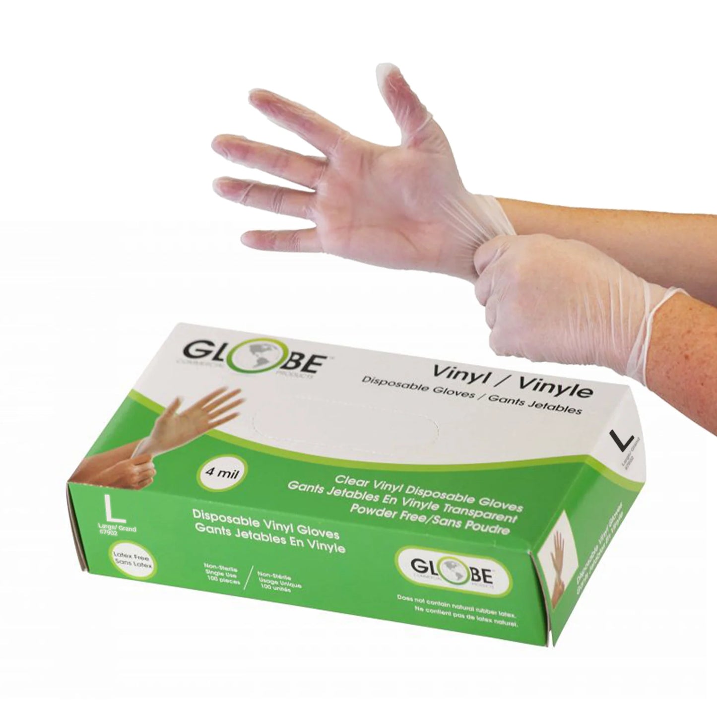 *4 Mil Vinyl Gloves Powder-Free box of 100