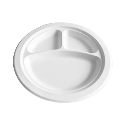 Compostable Plates with 3 Compartments (pack of 500)